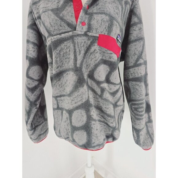 Patagonia Synchilla Pullover Fleece Gray Red Tribal Aztec Mens S Unisex Womens M - Picture 7 of 12